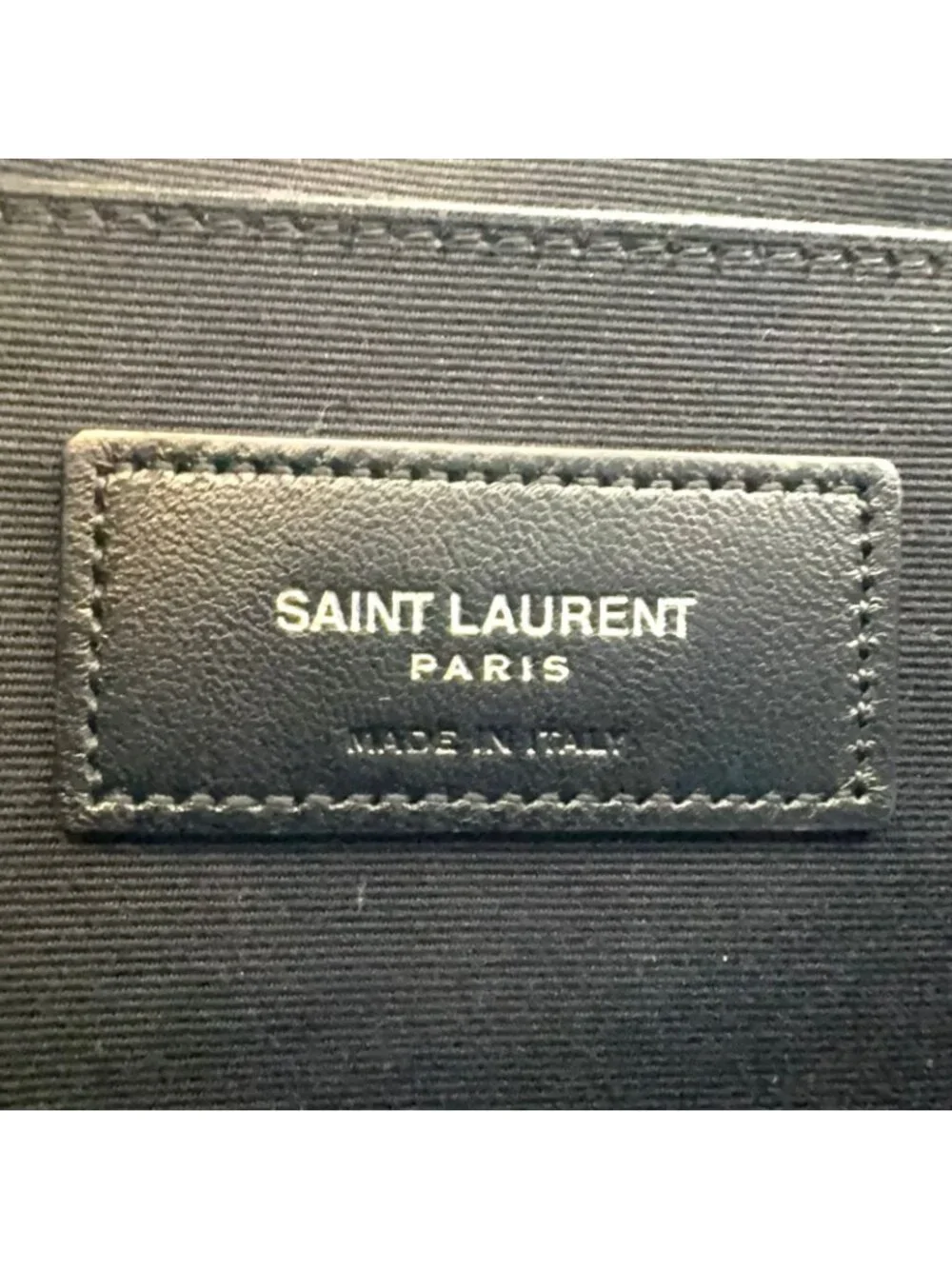 Saint Laurent Paris Rive Gauche Leather Canvas Black Clutch Silver - Picture 4 of 15